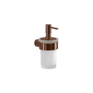 Imagine Gedy - Dozator de săpun montat pe perete PIRENEI, 140 ml, sticlă opală/bronz