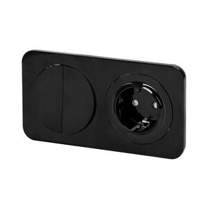 Imagine - Întrerupător dublu nr. 5 și priză SCHUKO 230 V cu ramă, negru