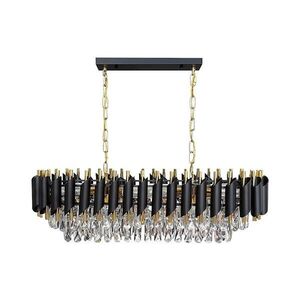 Imagine Candelabru suspendat pe lanț CRISTAL 10xE14/10W/230V negru/auriu