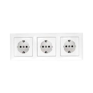 Imagine - Priză triplă de perete cu ramă SCHUKO 230 V, albă