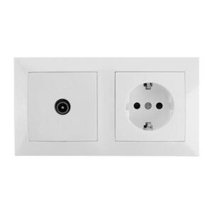 Imagine - Priză TV și SCHUKO 230 V cu ramă, albă