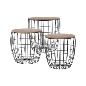 Imagine Set de 3 măsuțe de cafea BRISO Ø 31/38/42, 5 cm, maro/negru
