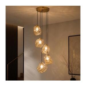 Imagine Lustră suspendată pe cablu CRISTAL, 5xE14/15W/230V, alamă/bej fumuriu