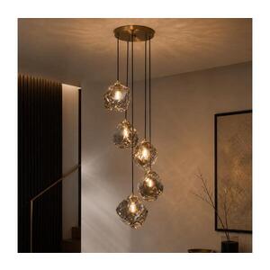 Imagine Candelabru cu cablu CRISTAL 5xE14/15W/230V alamă/negru fumuriu