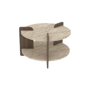 Imagine Masă de cafea PURO, Ø 70 cm, bej/nuc