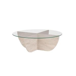 Imagine Masă de cafea VERE, Ø 90 cm, bej/transparentă