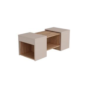 Imagine Set de 3 măsuțe de cafea SOLIS 45/45/100x30/30/40 cm bej/molid