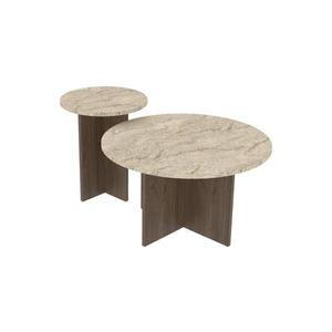 Imagine Set de 2 mese de cafea PURO, Ø 40/70 cm, nuc/bej