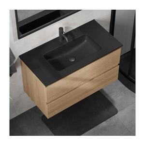 Imagine Dulap de baie KENWOOD 91 cm cu lavoar, stejar/negru