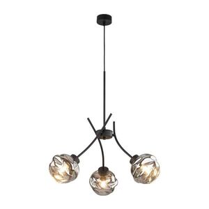 Imagine Lustră suspendată pe cablu ZULIA, 3xE27/15W/230V, negru/negru fumuriu