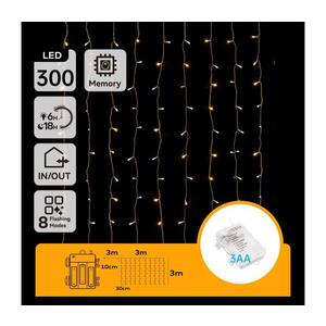 Imagine - LED Instalație luminoasă de Crăciun pentru exterior 300xLED/8 funcții 3xAA 6x3m IP44 alb cald
