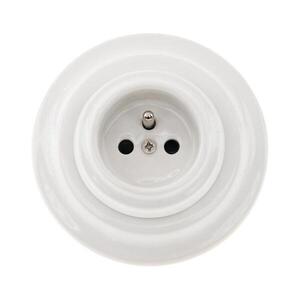 Imagine Reblig - Priză retro din porțelan pentru locuință, cu ramă, 250V/16A, albă