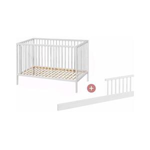 Imagine PETITE&MARS - Pătuț pentru copii NELA BEECH 120x60 cm alb/fag + barieră de protecție