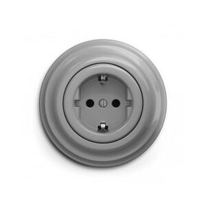 Imagine Reblig - Priză retro de perete SCHUKO 230V/16A, gri, cu ramă