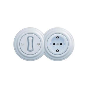 Imagine Reblig - Comutator unipolar retro nr. 1 și priză SCHUKO 230V cu ramă, albastru