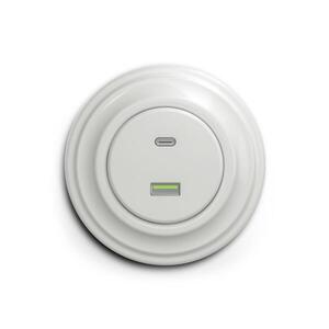 Imagine Reblig - Priză retro USB A+C cu ramă ceramică albă