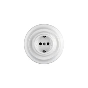 Imagine Reblig - Priză retro de perete din porțelan, cu ramă SCHUKO 250V/16A, albă