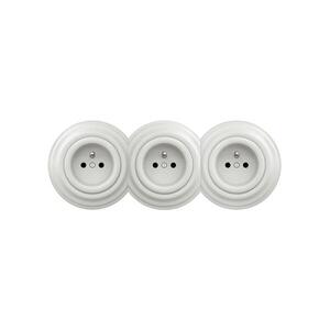 Imagine Reblig - Priză triplă retro pentru perete cu ramă, 230 V, ceramică, albă