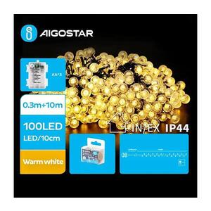 Imagine - Ghirlandă LED pentru exterior, 100 LED, 3x AA, 8 funcții, 10, 3 m, IP44, alb cald