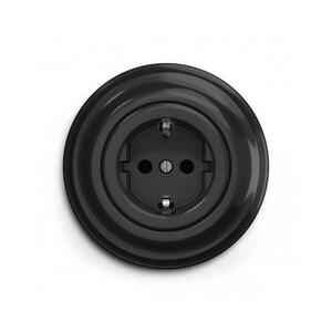 Imagine Reblig - Priză retro de perete SCHUKO 230V/16A, cu ramă, negru