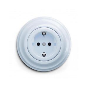 Imagine Reblig - Priză retro de perete cu ramă SCHUKO, 230 V/16 A, albastră