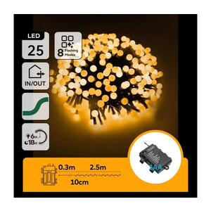 Imagine - Ghirlandă LED de exterior pentru Crăciun, 25 LED, 8 moduri, 3xAA, 2, 8 m, IP44, alb cald