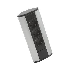 Imagine Coloană de prize pentru colț, 3x230V, negru/argintiu