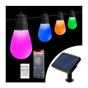 Imagine Ghirlandă solară LED RGBIC 15xLED/1, 3W/3, 7V 2200 mAh 8 m IP65 neagră + telecomandă