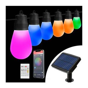Imagine Ghirlandă solară LED RGBIC, 30 LED, 1, 3 W / 3, 7 V, 2200 mAh, 14, 37 m, IP65, negru + telecomandă