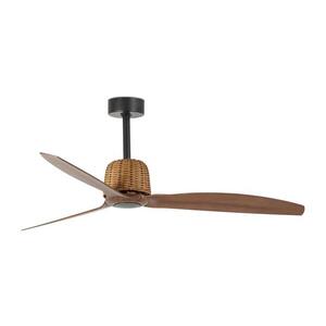 Imagine FARO 33435WT - lator de tavan WEAVER M, Ø 128 cm, maro/negru, Wi-Fi Tuya + telecomandă