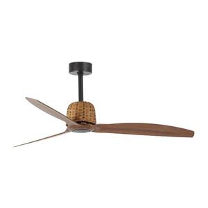 Imagine FARO 33435 - lator de tavan WEAVER M, Ø 128 cm, maro/negru + telecomandă