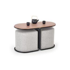 Imagine Set masă de cafea NILDO 90x45 cm + 2 taburete maro/gri