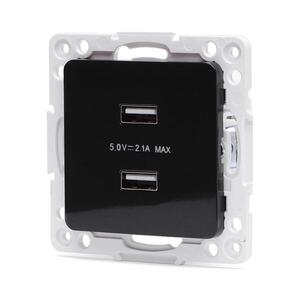 Imagine - priză de alimentare USB fără ramă, 2x USB-A, neagră
