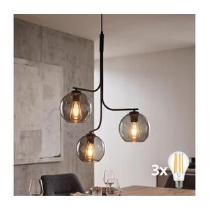 Imagine Lustră LED pe cablu CESAR 3xE27/15W/230V negru/gri fumuriu