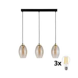 Imagine Lustră LED suspendată pe cablu SEBO 3xE27/15W/230V negru/bej fumuriu