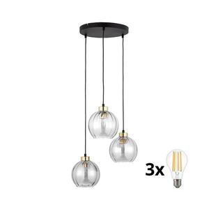 Imagine Lustru LED suspendat pe cablu DEVI 3xE27/15W/230V negru/transparent