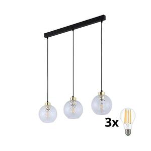 Imagine Lustră LED pe cablu DEVON 3xE27/15W/230V negru/sticlă clară
