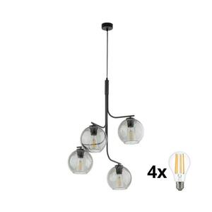 Imagine Lustră LED suspendată pe cablu CESAR 4xE27/15W/230V negru/gri fumuriu