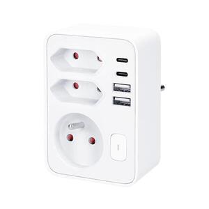 Imagine P109PD20 - Priză multiplă 1x16A+2x 2, 5A cu încărcător 2x USB A+C, albă
