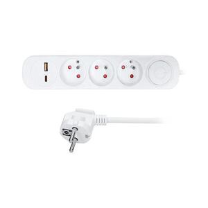 Imagine PP111PD20 - Prelungitor de 2 m cu întrerupător, 3 prize și încărcare USB-A și USB-C