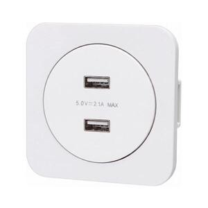 Imagine - priză USB cu ramă, 2 porturi USB-A, albă