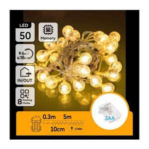 Imagine - Ghirlandă LED pentru exterior 50 LED/3xAA/8 funcții 5, 3 m IP44 alb cald