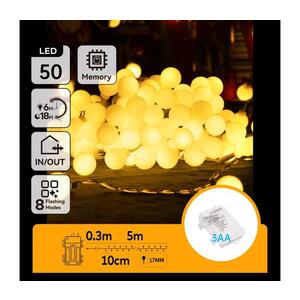 Imagine Instalație LED de Crăciun de exterior 50xLED/3xAA/8 funcții 5, 3 m IP44 alb cald
