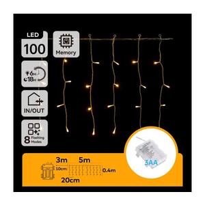 Imagine -LED Ghirlandă LED de exterior 100xLED/8 funcții 3xAA 8x0, 4m IP44 alb cald