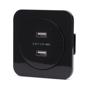 Imagine - Priză USB de alimentare cu ramă, 2x USB-A, neagră