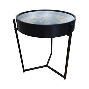 Imagine Globo B152573 - Măsuță de cafea cu ceas IVANA, Ø 49 cm, neagră