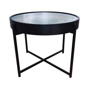 Imagine Globo B152574 - Măsuță de cafea cu ceas IVANA, Ø 71, 5 cm, neagră