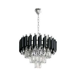 Imagine Lustru suspendat pe lanț CRISTAL 5xE14/10W/230V, diametru 38 cm, negru/crom mat