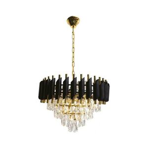 Imagine Candelabru cu lanț CRISTAL 7xE14/10W/230V Ø 48 cm negru/auriu