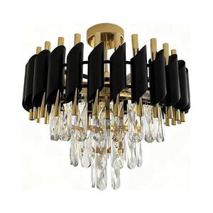 Imagine Plafonieră aplicată CRISTAL 5xE14/10W/230V, Ø 38 cm, negru/auriu